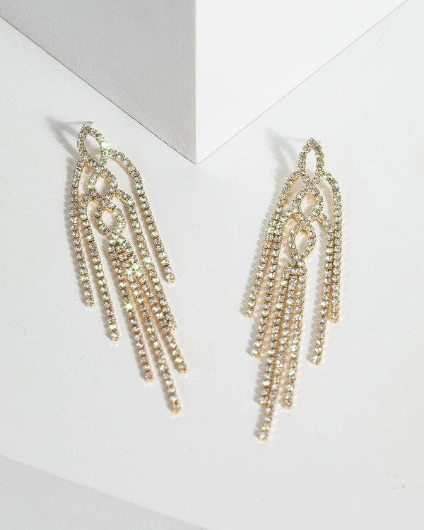 Colette by Colette Hayman Gold Diamante Cup Chain Tassel Earrings