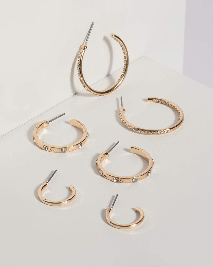 Gold Diamante Hoop Earrings | Earrings