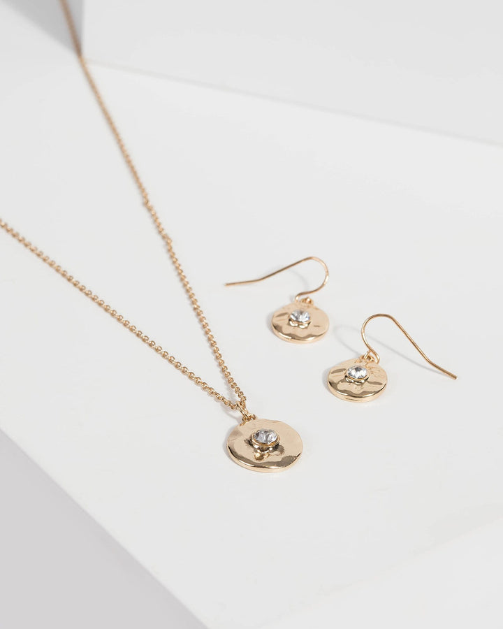Gold Diamante Matching Necklace and Earring Set | Necklaces