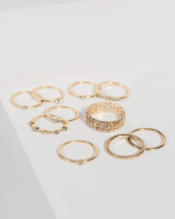 Colette by Colette Hayman Gold Diamante Multi Ring Set