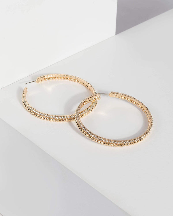 Gold Diamante Multi Row Earrings | Earrings