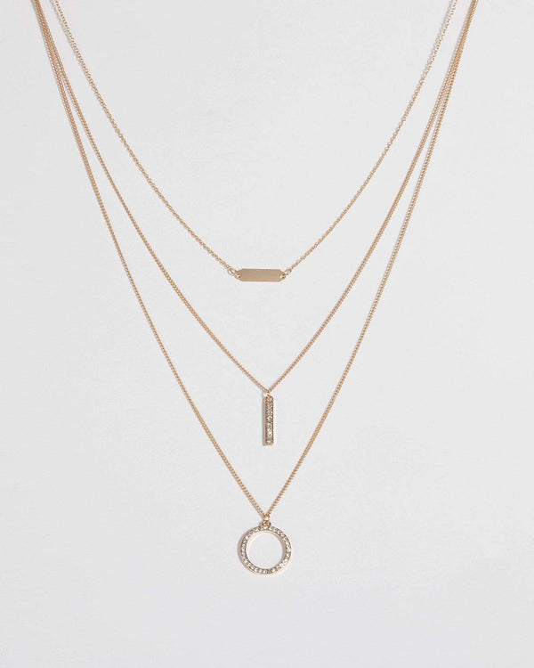 Gold Diamante Pendant Layer Necklace | Necklaces