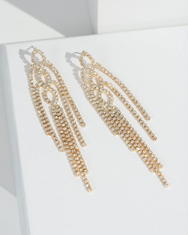 Colette by Colette Hayman Gold Diamante Tassel Loops Earrings