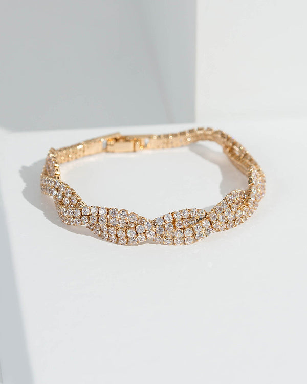 Colette by Colette Hayman Gold Diamante Twist Tennis Bracelet