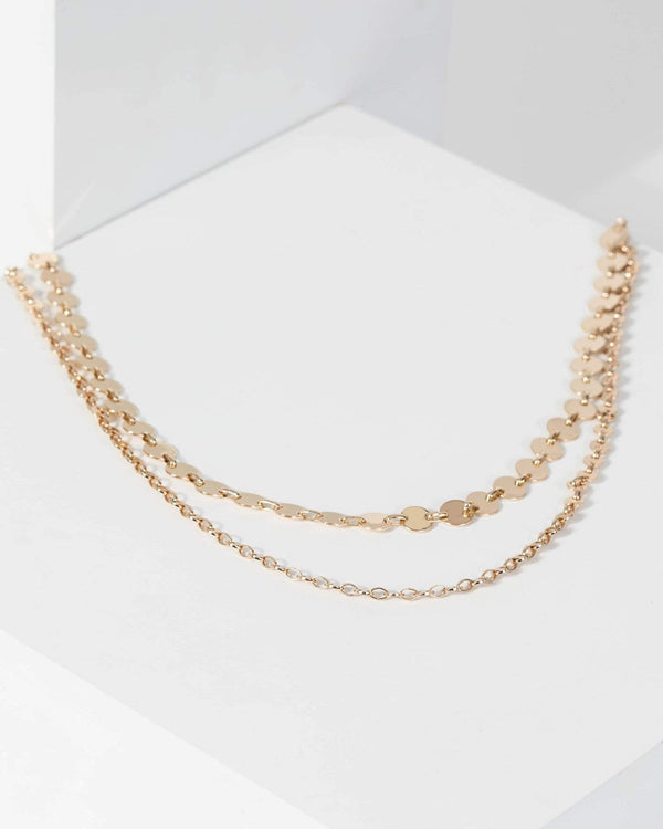 Gold Disc Chain 2 Layer Necklace | Necklaces