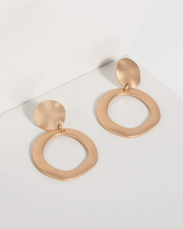 Gold Disc Hoop Drop Earrings | Earrings