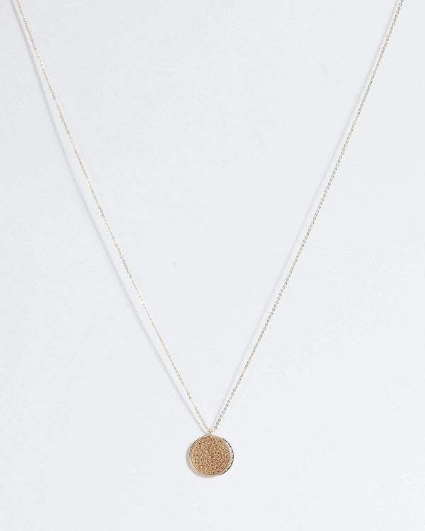 Gold Disc Pendant Fine Necklace | Necklaces