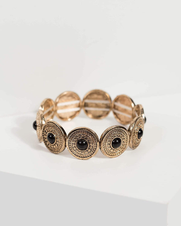 Gold Disc Stretch Bracelet | Wristwear