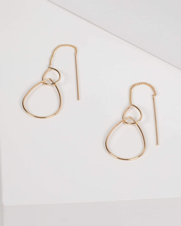 Gold Double Chain Teardrop Earrings | Earrings