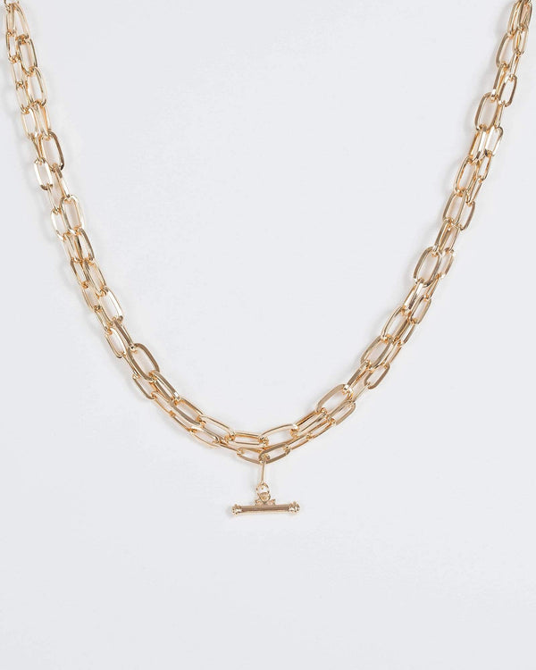 Gold Double Chain Toggle Necklace | Necklaces