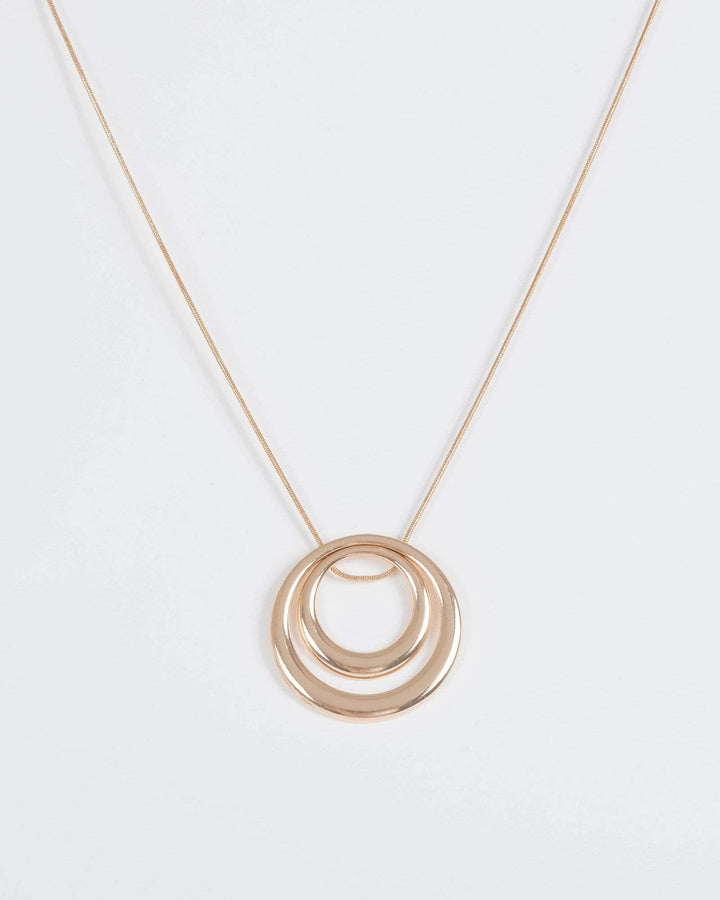Gold Double Circle Pendant Necklace | Necklaces