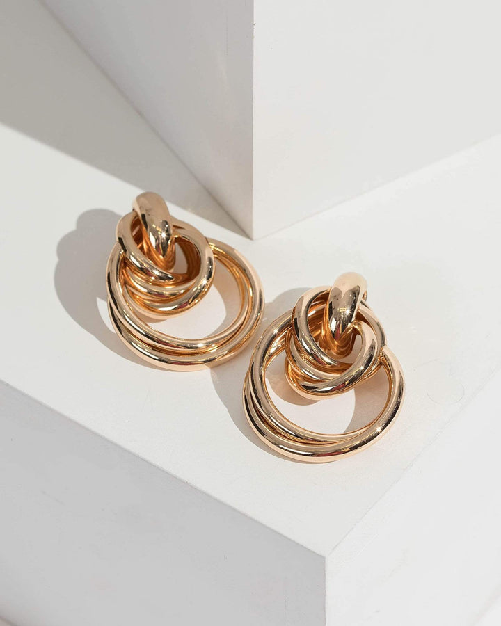 Gold Double Drop Hoop Earrings | Earrings