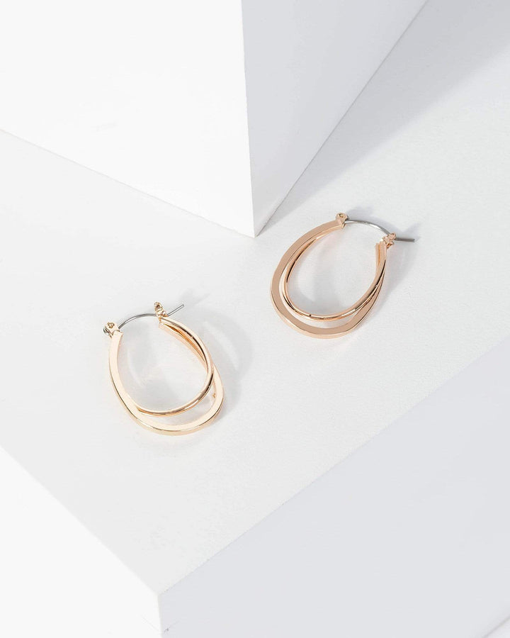 Gold Double Hoop Long Earrings | Earrings