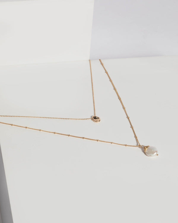 Gold Double Layer Pearl Necklace | Necklaces