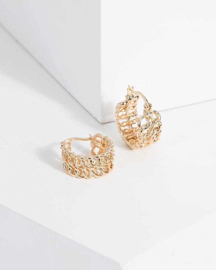 Gold Double Rope Linked Hoop Earrings | Earrings