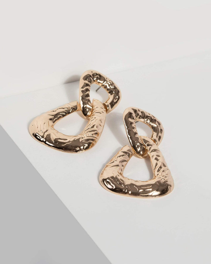 Gold Double Triangle Drop Earrings | Earrings