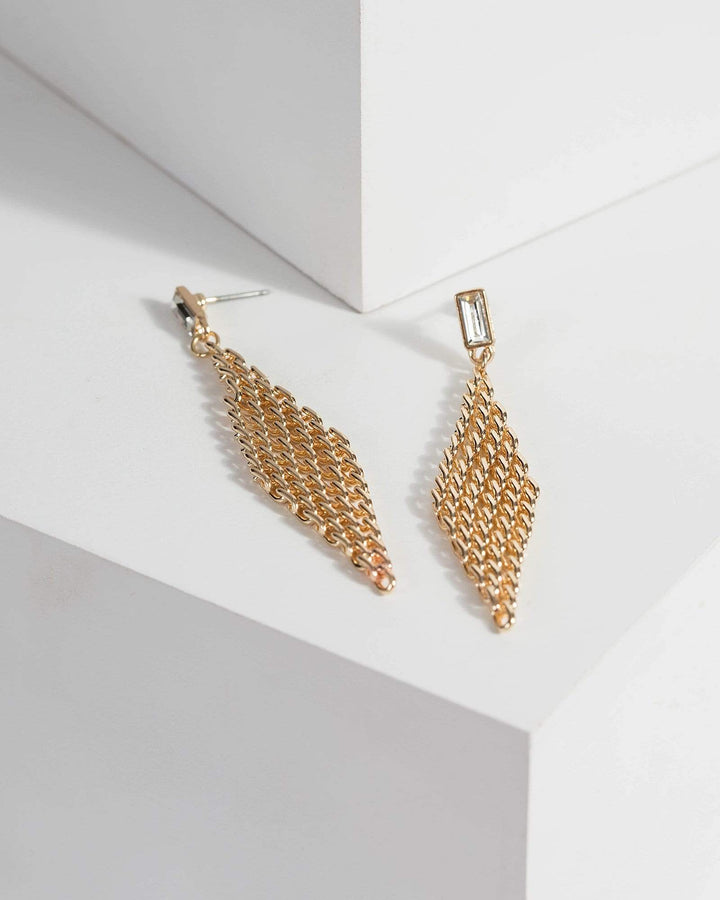 Gold Drop Diamond Sheet Stud Earrings | Earrings