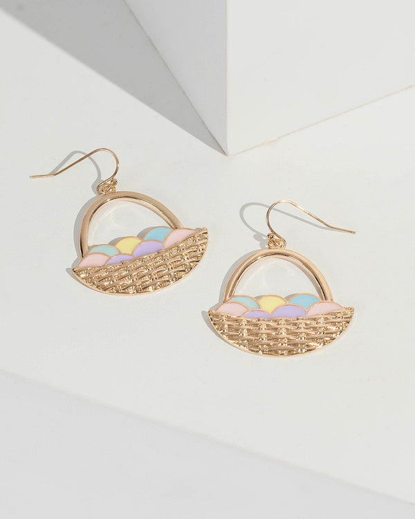 Gold Easter Egg Basket Drop Earrings | Earrings