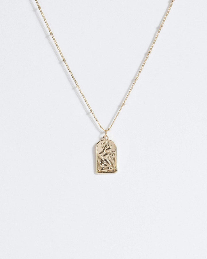 Gold Embossed Ancient Pendant Necklace | Necklaces