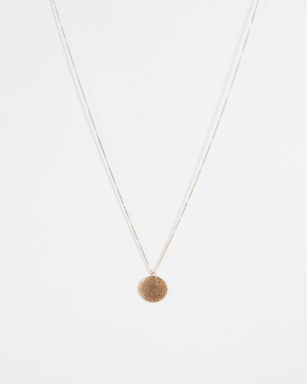 Gold Filigree Circle Pendant Necklace | Necklaces