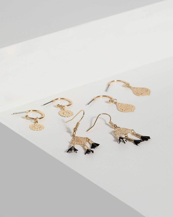 Gold Filigree Multi Earring Set | Earrings