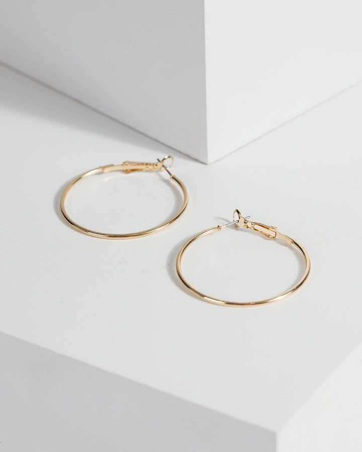 Gold Fine 40mm Hoop Earrings | Earrings