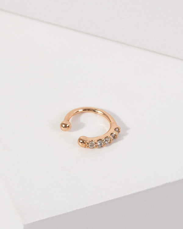 Gold Fine Band Pave Cuff Earring | Earrings