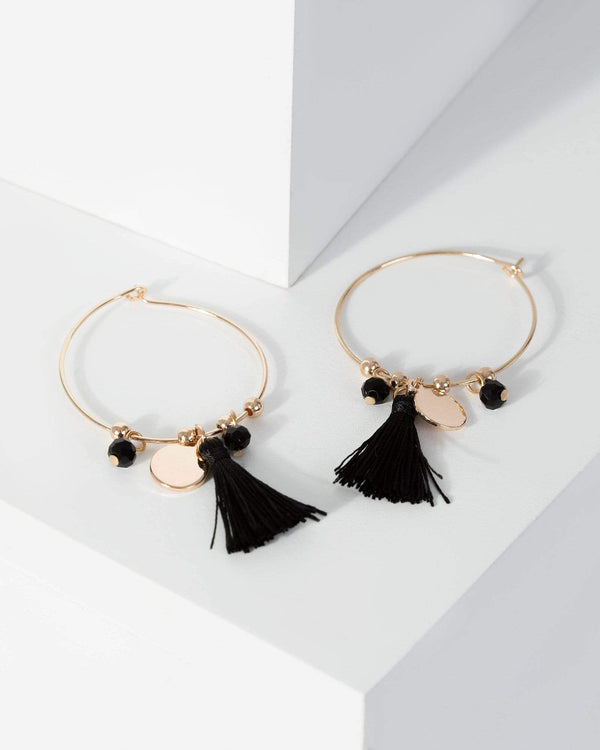 Gold Fine Beaded Hoop Earrings | Earrings