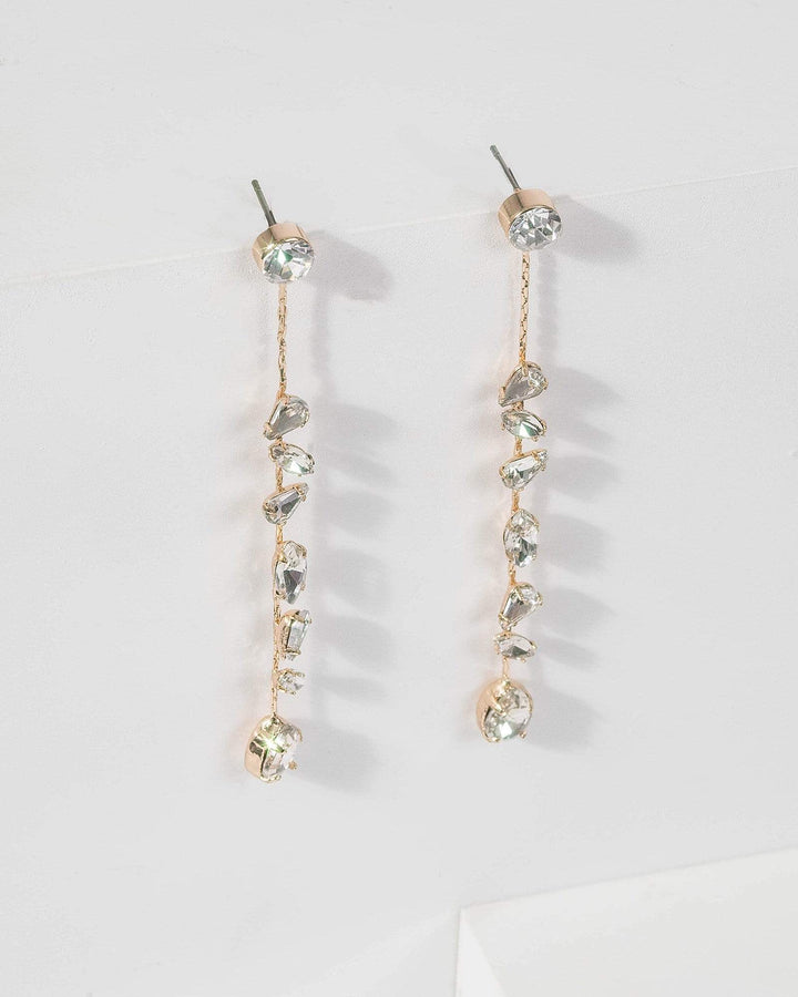 Gold Fine Crystal Chain Drop | Earrings