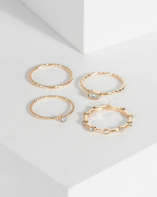 Colette by Colette Hayman Gold Fine Diamante Multi Pack Ring
