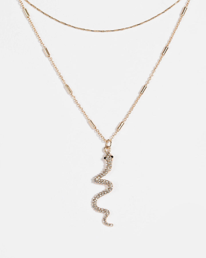 Gold Fine Double Layer Snake Necklace | Necklaces