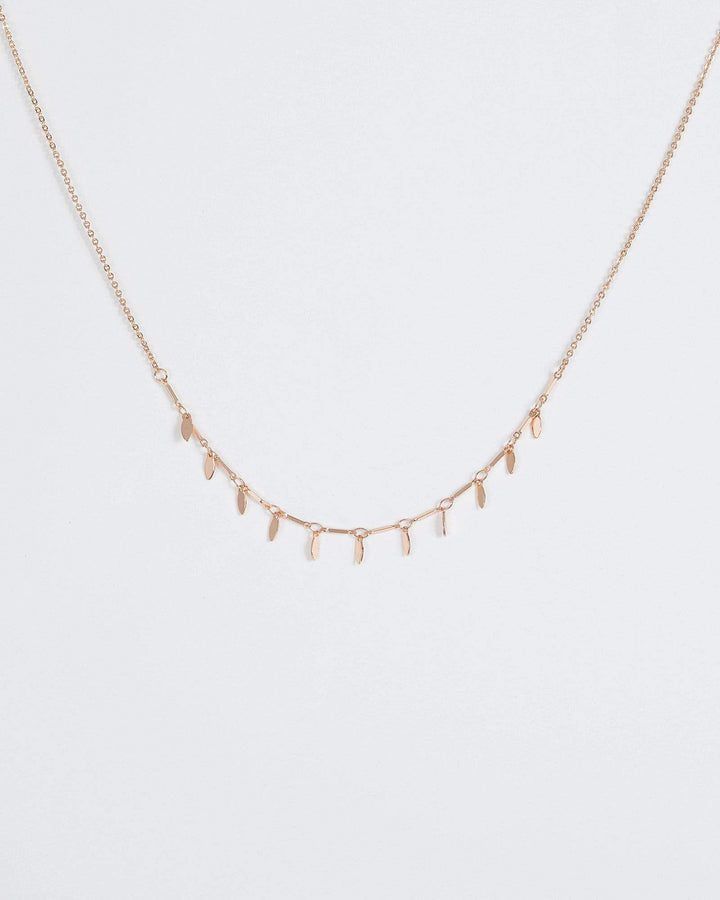 Gold Fine Double Leaf Detail Necklace | Necklaces