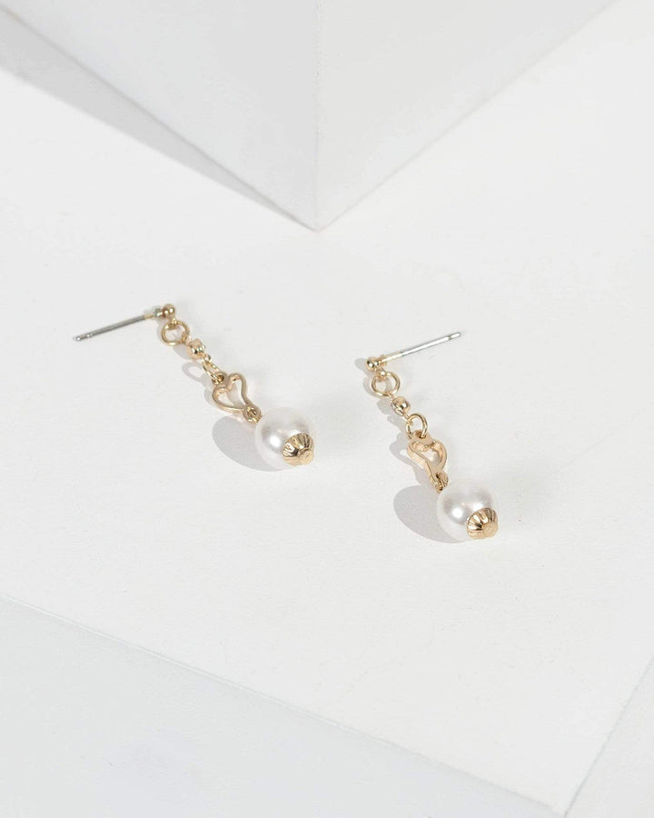 Gold Fine Heart Pearl Earrings | Earrings