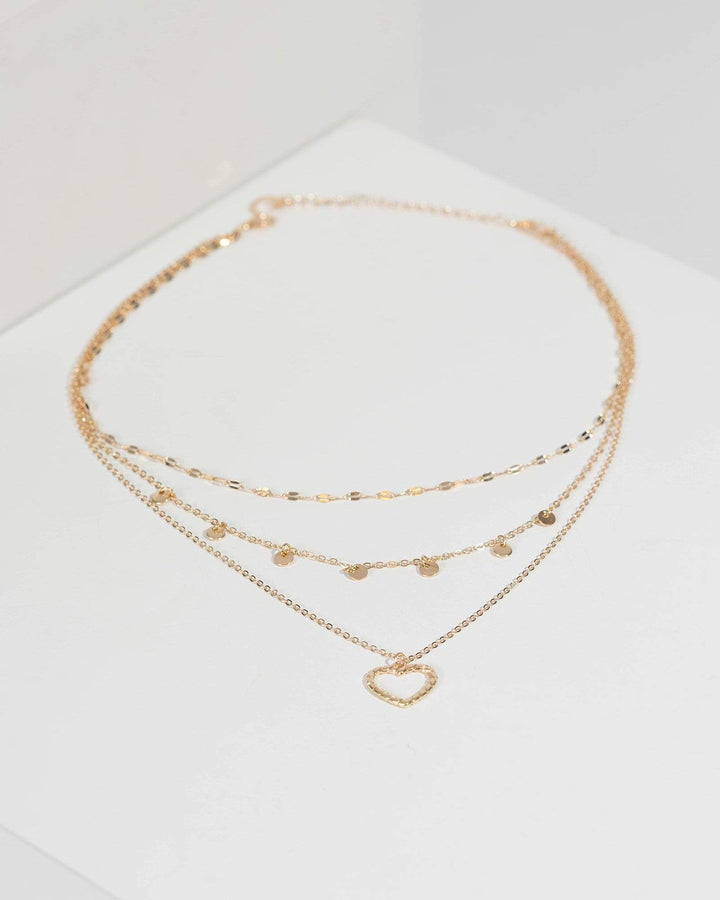 Gold Fine Layered Heart Necklace | Necklaces