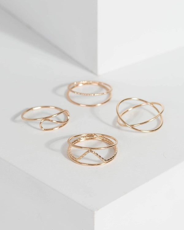Gold Fine Metal 4 Pack Ring | Rings