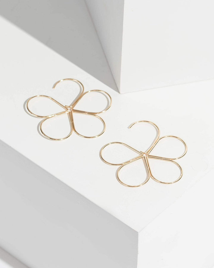 Gold Fine Metal Daisy Detail Earrings | Earrings