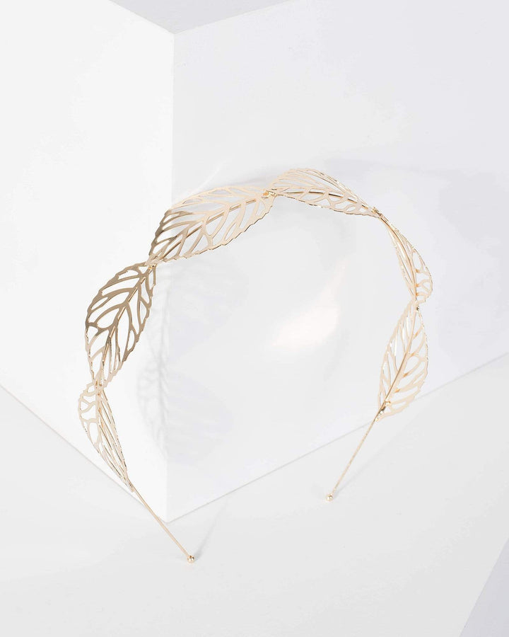 Gold Fine Metal Leaf Detail Headband | Accessories
