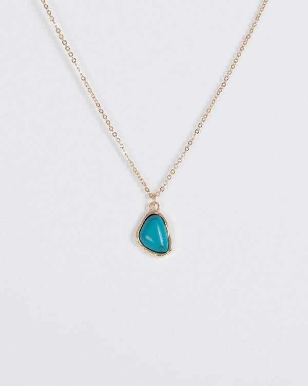 Gold Fine Stone Short Necklace | Necklaces