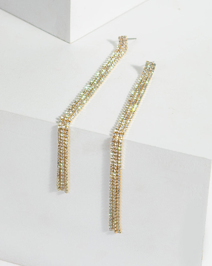 Colette by Colette Hayman Gold Fine Three Layer Diamante Drop Earrings