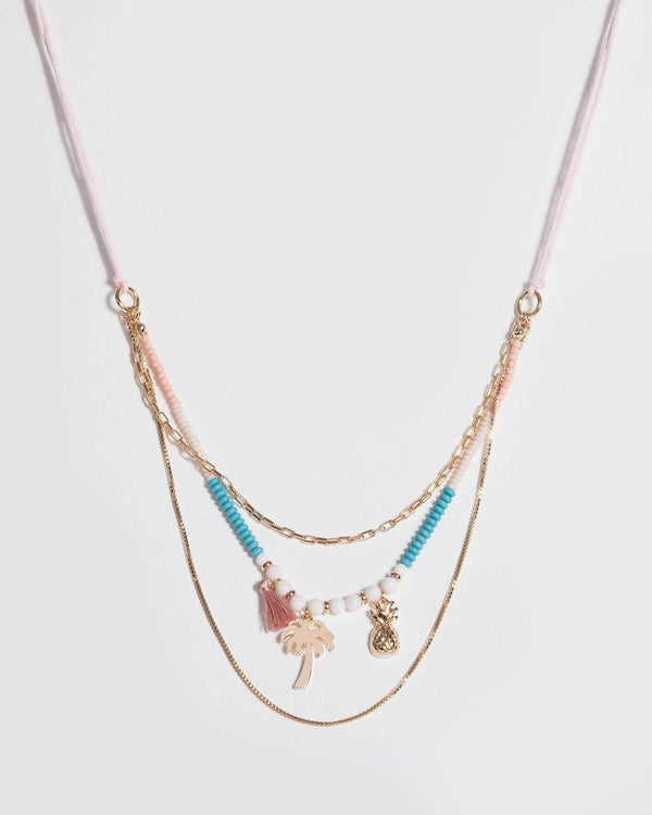 Gold Flamingo and Palm Tree Necklace | Necklaces