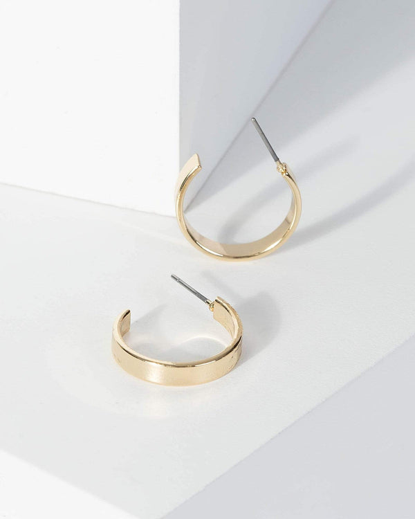 Gold Flat Metal Hoop Earrings | Earrings