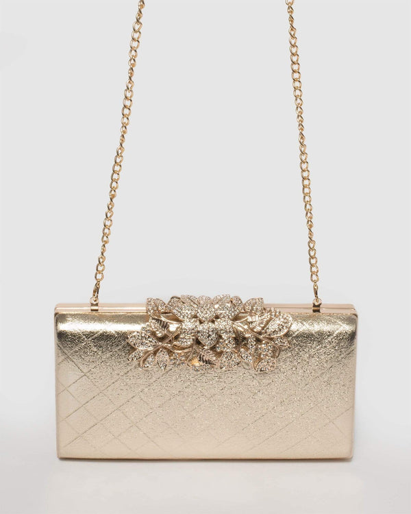 Colette by Colette Hayman Gold Floral Clip Clutch Bag