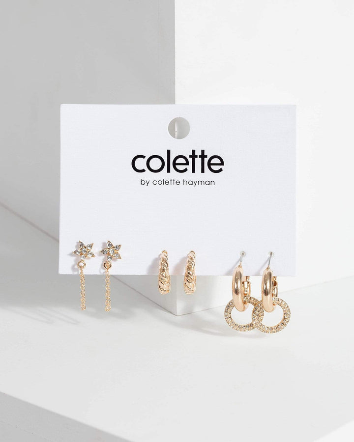 Gold Flower Hoop Multi Pack Earrings | Earrings