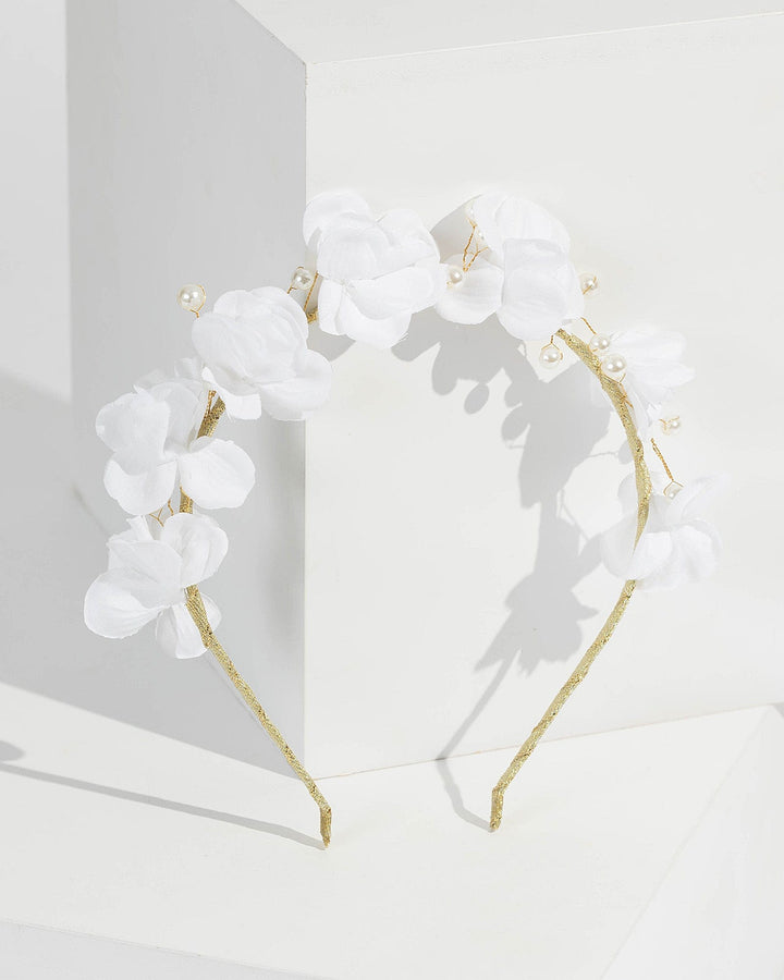 Gold Flower Petals And Pearl Headband | Hair Accessories