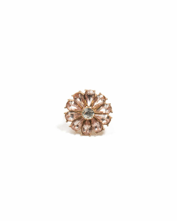Colette by Colette Hayman Gold Flower Pink Stone Cocktail Ring - Medium