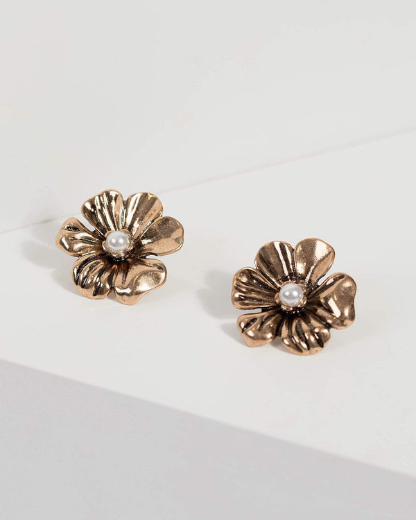 Gold Flower Stud Earrings | Earrings