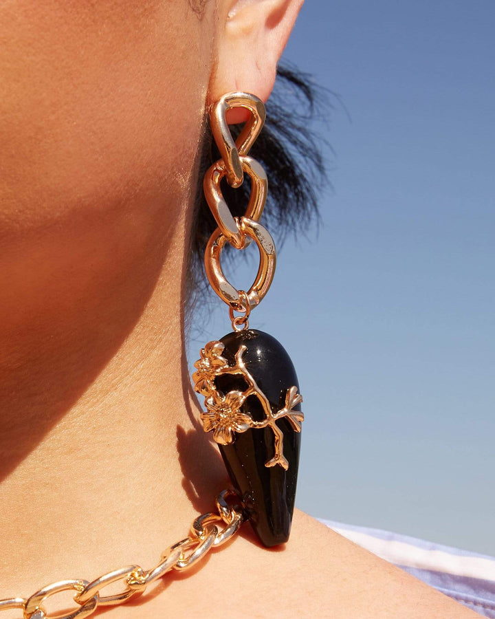 Gold Flower Vine Detail Drop Earrings | Earrings
