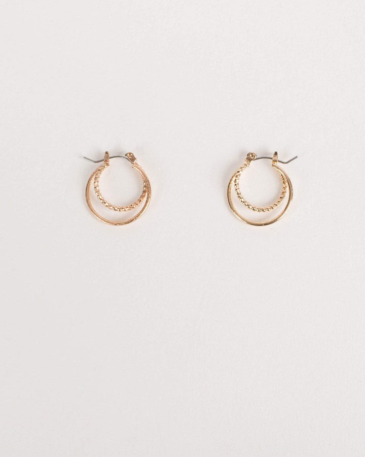 Gold Gine Double Loop Hoop Earrings | Earrings