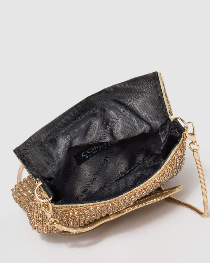 Gold Giselle Mobile Crystal Crossbody Bag | Crossbody Bags