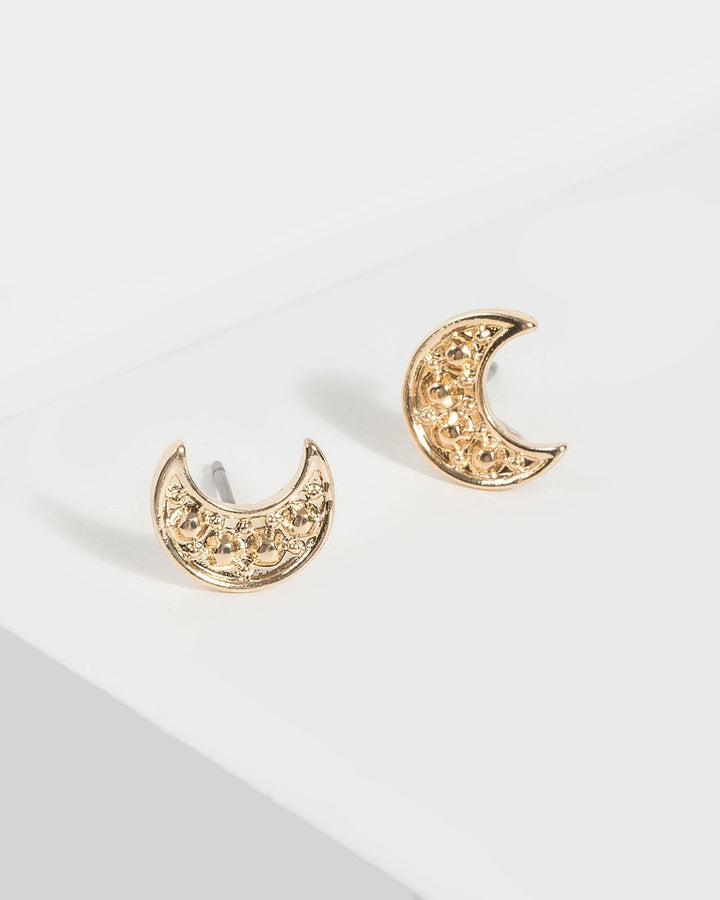 Gold Half Moon Mini Stud Earrings | Earrings